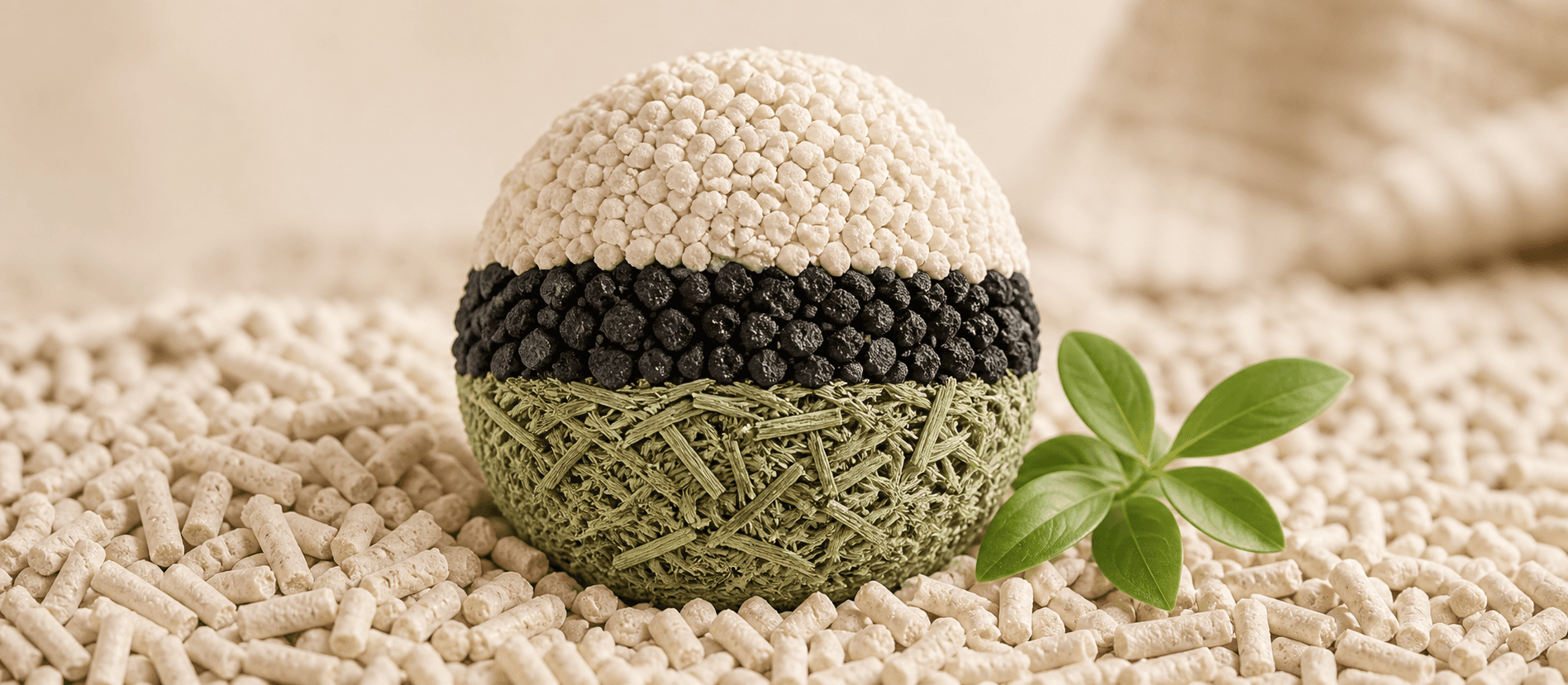 Layered mineral, activated carbon, and plant-fiber litter materials